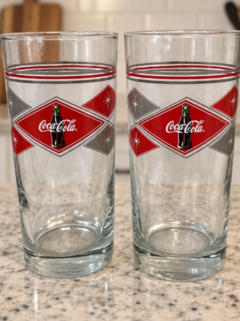 Set of 2 Vintage Anchor Hocking Coke Coca-Cola Highball Drinking Glasses 15oz
